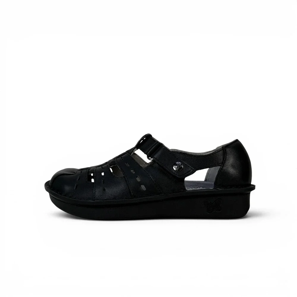 Alegria Pesca Fisherman Sandals Womens US 7 7.5 EU 37 Black Butter Leather